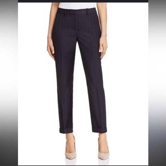 T Tahari Women's Navy Pinstripe Pants